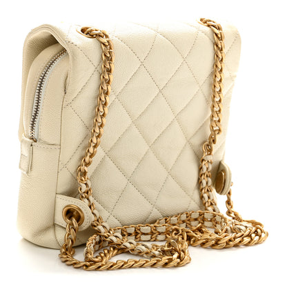 Chanel Shiny Caviar Quilted Chain Melody Backpack White 3 of 10