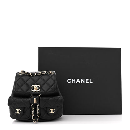 Chanel Shiny Caviar Quilted Small Duma Pockets Drawstring Backpack Black 12 of 12