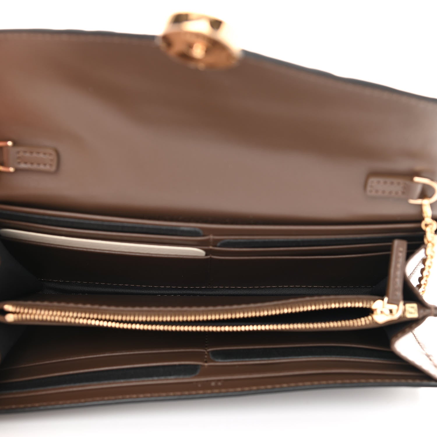Fendi Vitello Soft F is Fendi Bi-Color FF 1974 Embossed Continental Envelope Wallet On Chain Maya Black 5 of 10