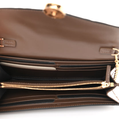Fendi Vitello Soft F is Fendi Bi-Color FF 1974 Embossed Continental Envelope Wallet On Chain Maya Black 5 of 10