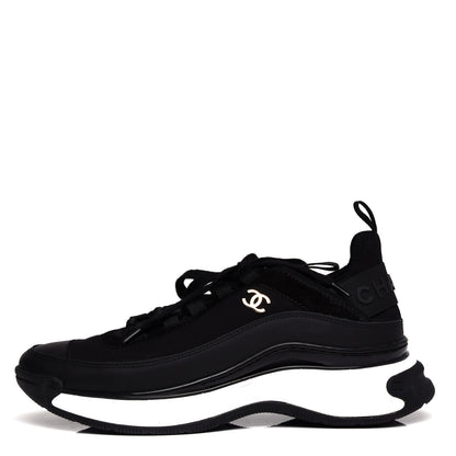 Chanel Velvet Calfskin Mixed Fibers CC Sneakers 38.5 Black 1 of 10