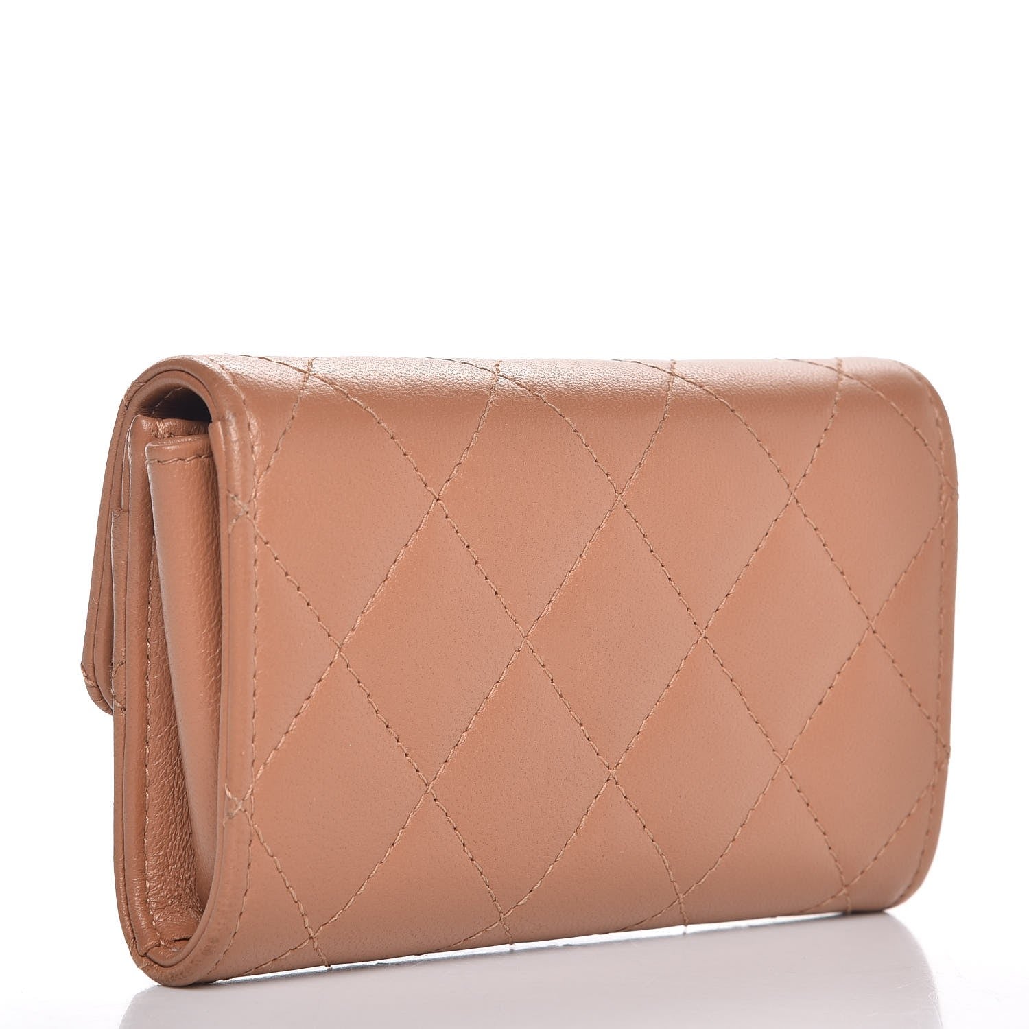 Chanel Lambskin Quilted Flap Card Holder Beige 3 of 9