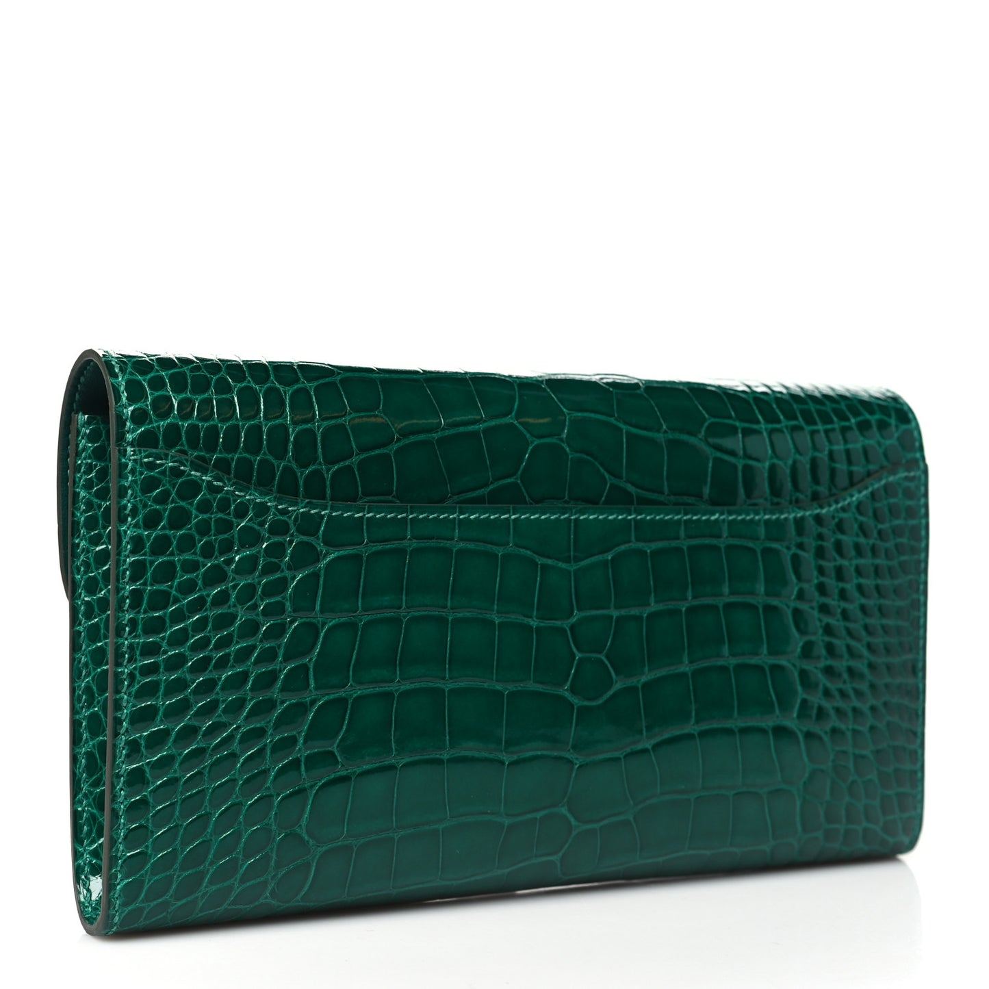 Shiny Alligator Constance Long Wallet Vert Emeraude