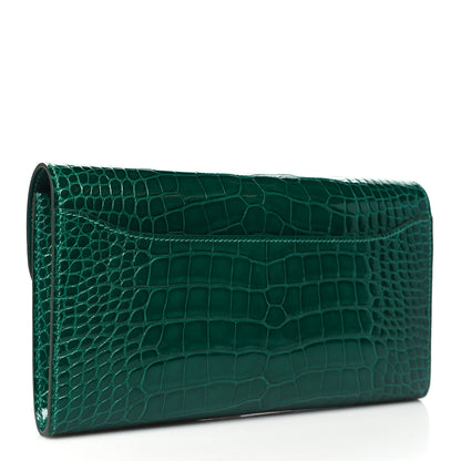 Hermes Shiny Alligator Constance Long Wallet Vert Emeraude 4 of 18