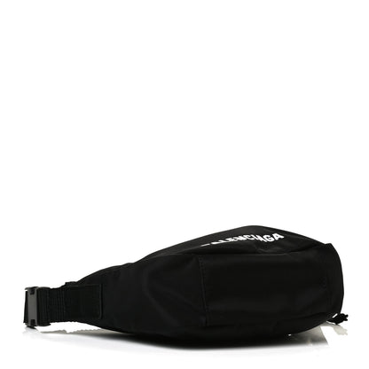 Balenciaga Recycled Sport Nylon Logo Embroidered Wheel Sling Bag Black White 4 of 12