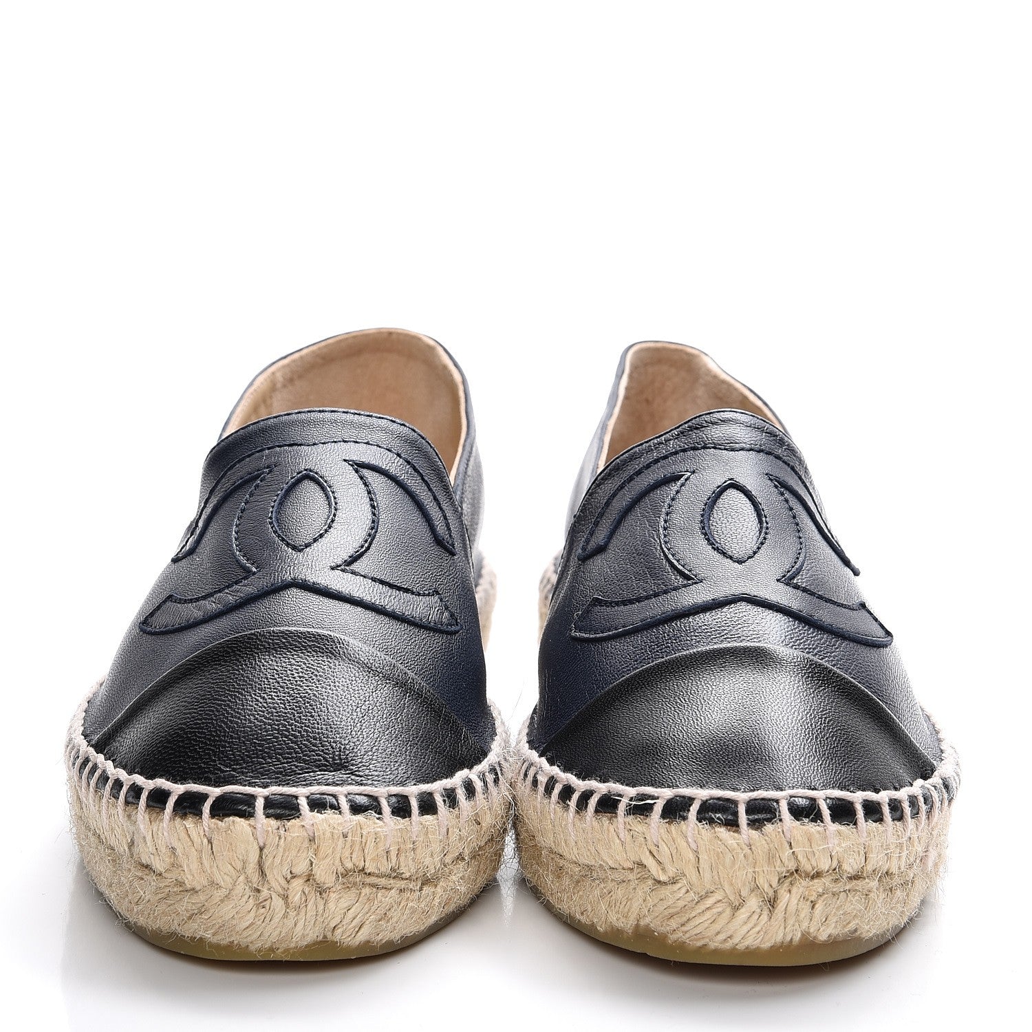 Chanel Lambskin CC Espadrilles 39 Navy Black 2 of 8