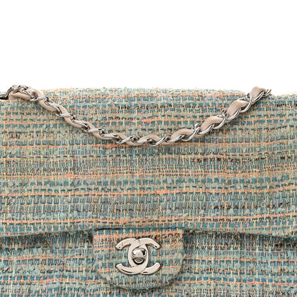 Chanel Tweed Quilted Medium Double Flap Blue Multicolor 8 of 14