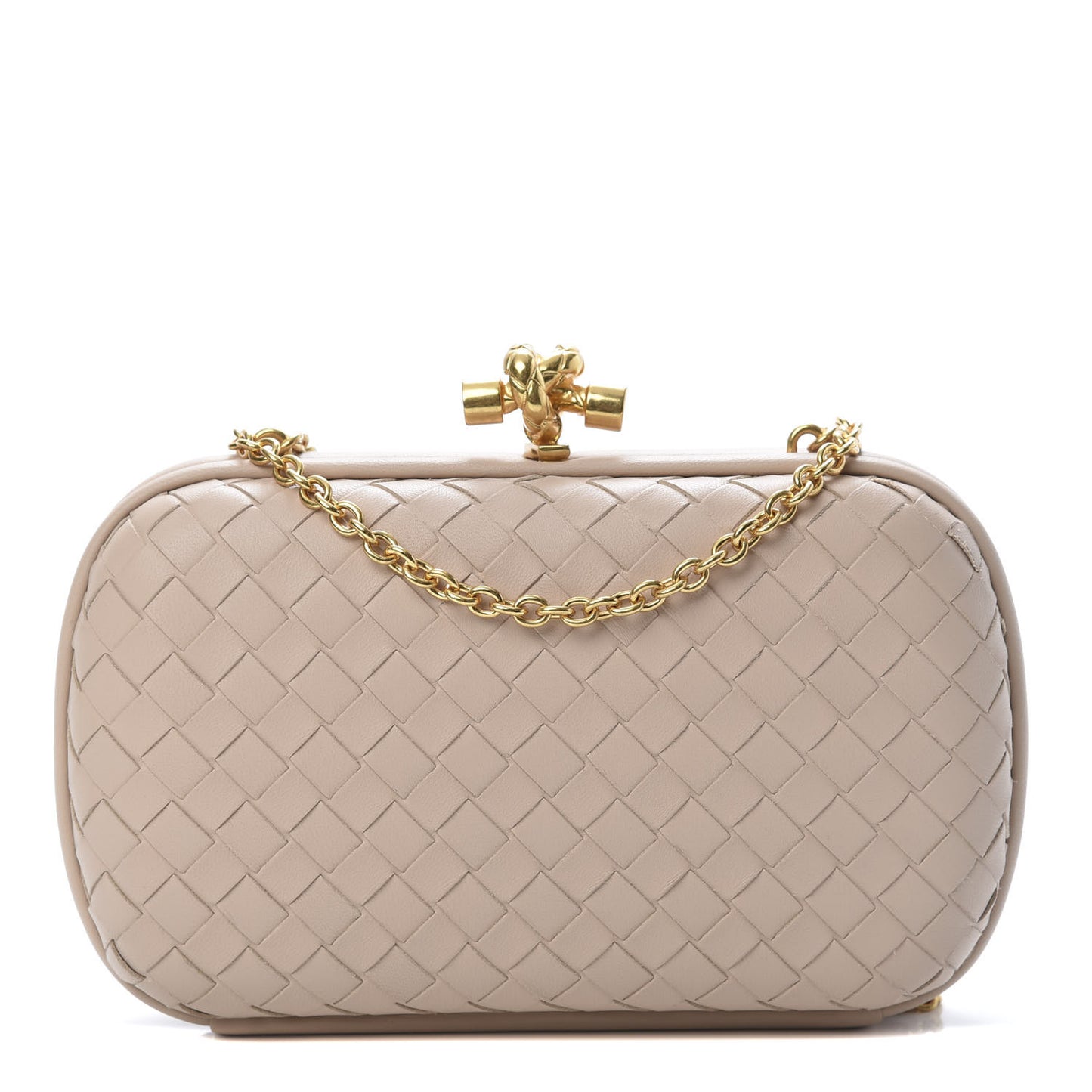 Nappa Intrecciato Chain Knot Clutch Mink
