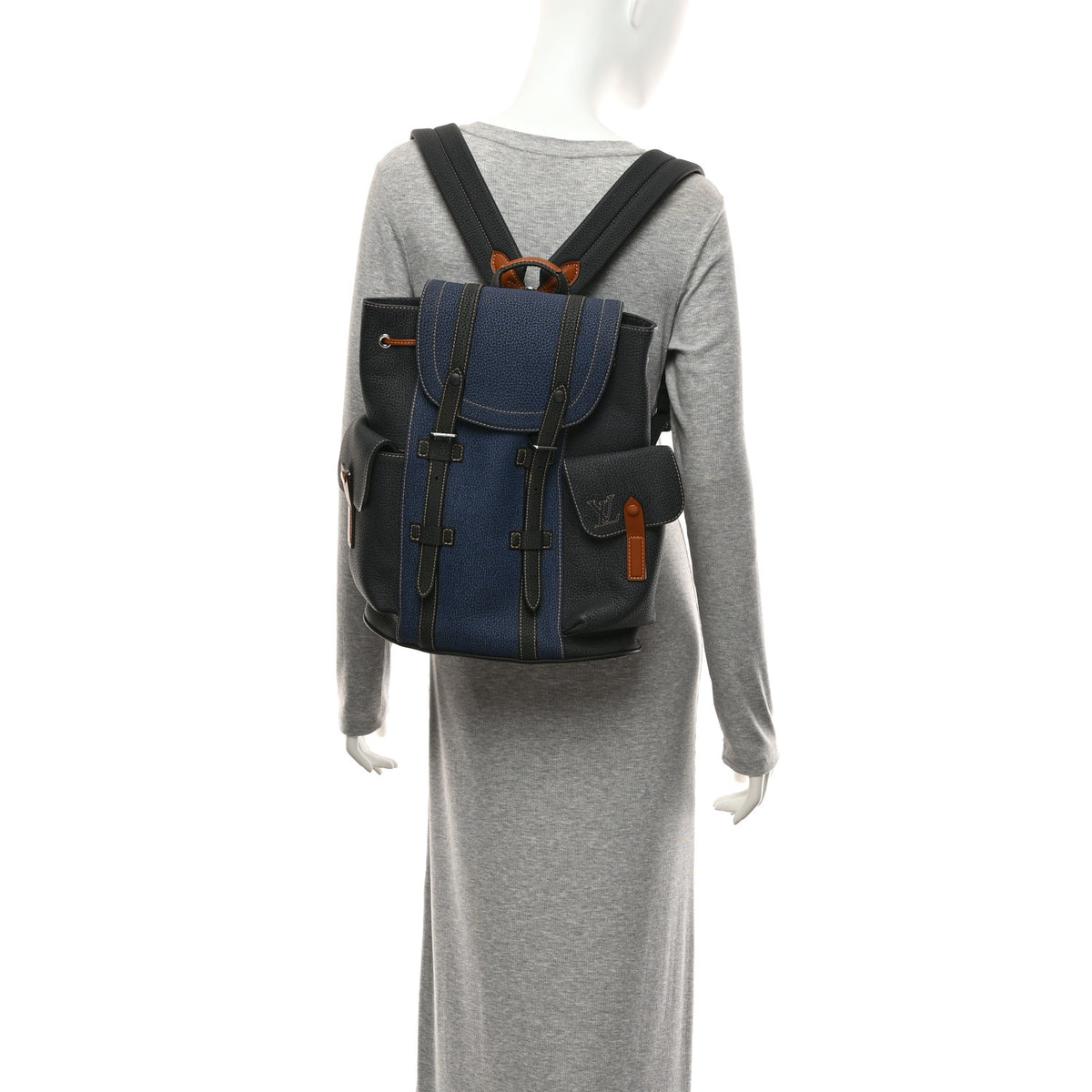 Louis Vuitton Taurillon Denim Christopher PM Backpack  Black Navy 2 of 9
