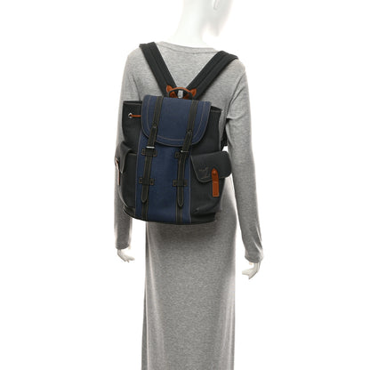 Louis Vuitton Taurillon Denim Christopher PM Backpack  Black Navy 2 of 9