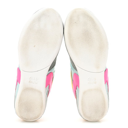 Miu Miu Technical Fabric Suede Gymnasium Sneakers 37 Anise Fuchsia 6 of 8