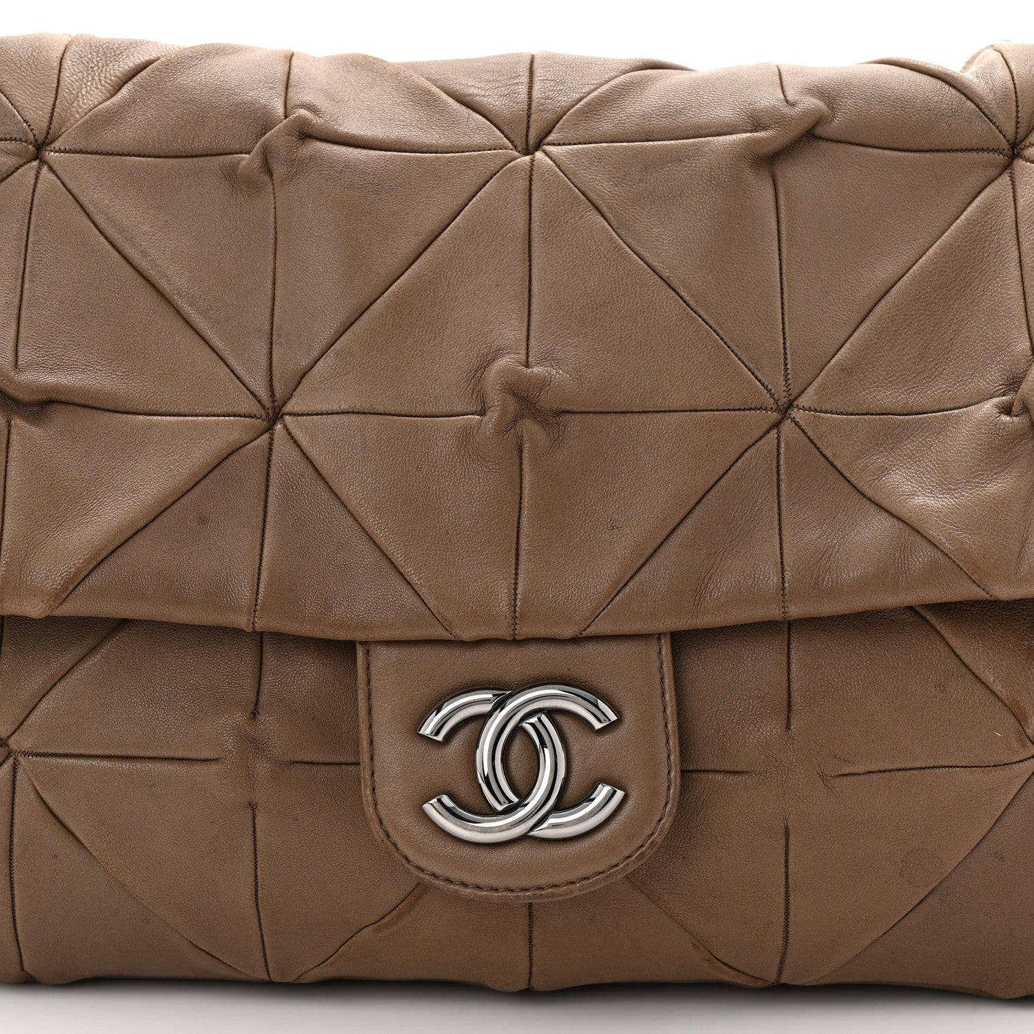 Chanel Lambskin Quilted Jumbo Origami Soft Squares Flap Khaki 7 of 11
