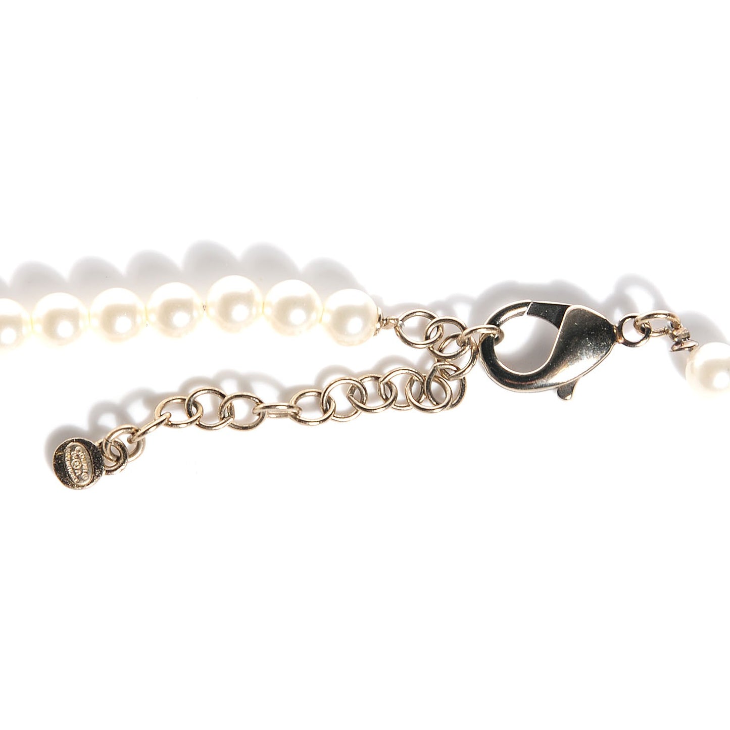 Crystal Pearl Cluster CC Long Necklace Light Gold