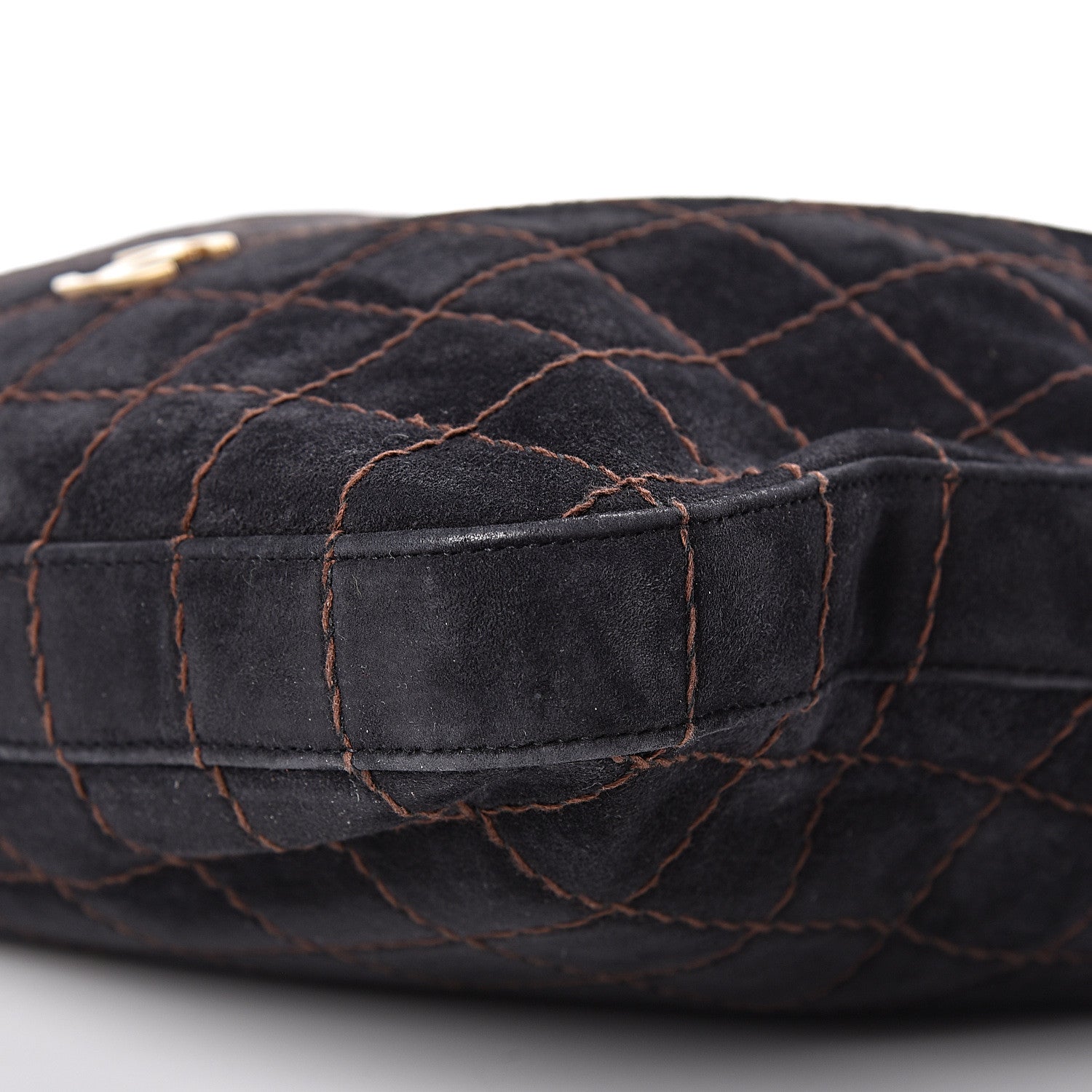 Chanel Suede Stitched Shoulder Bag Black 11 of 11