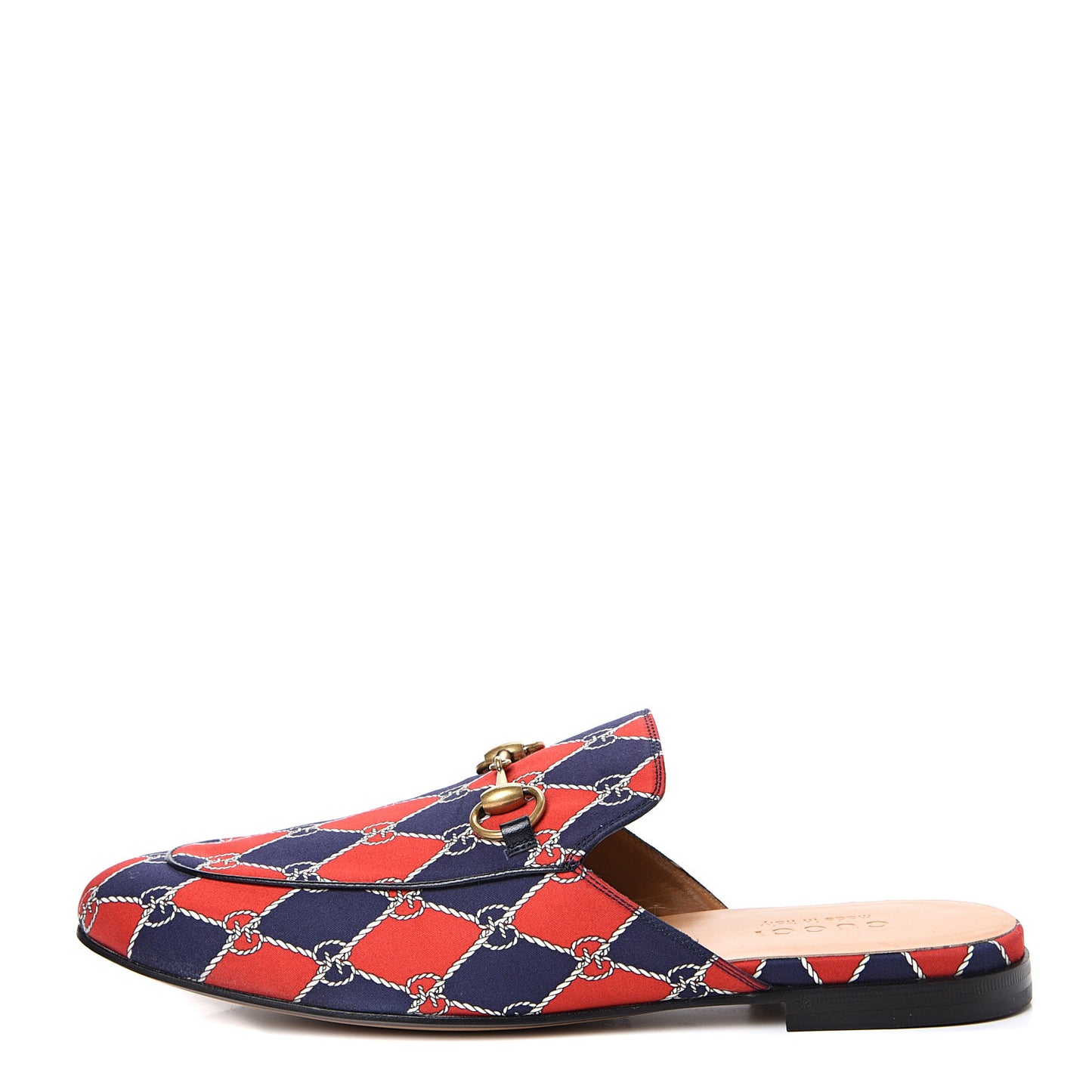Mini GG Rhombus Chain Mens Princetown Slippers 8 Royal Bleuett Red