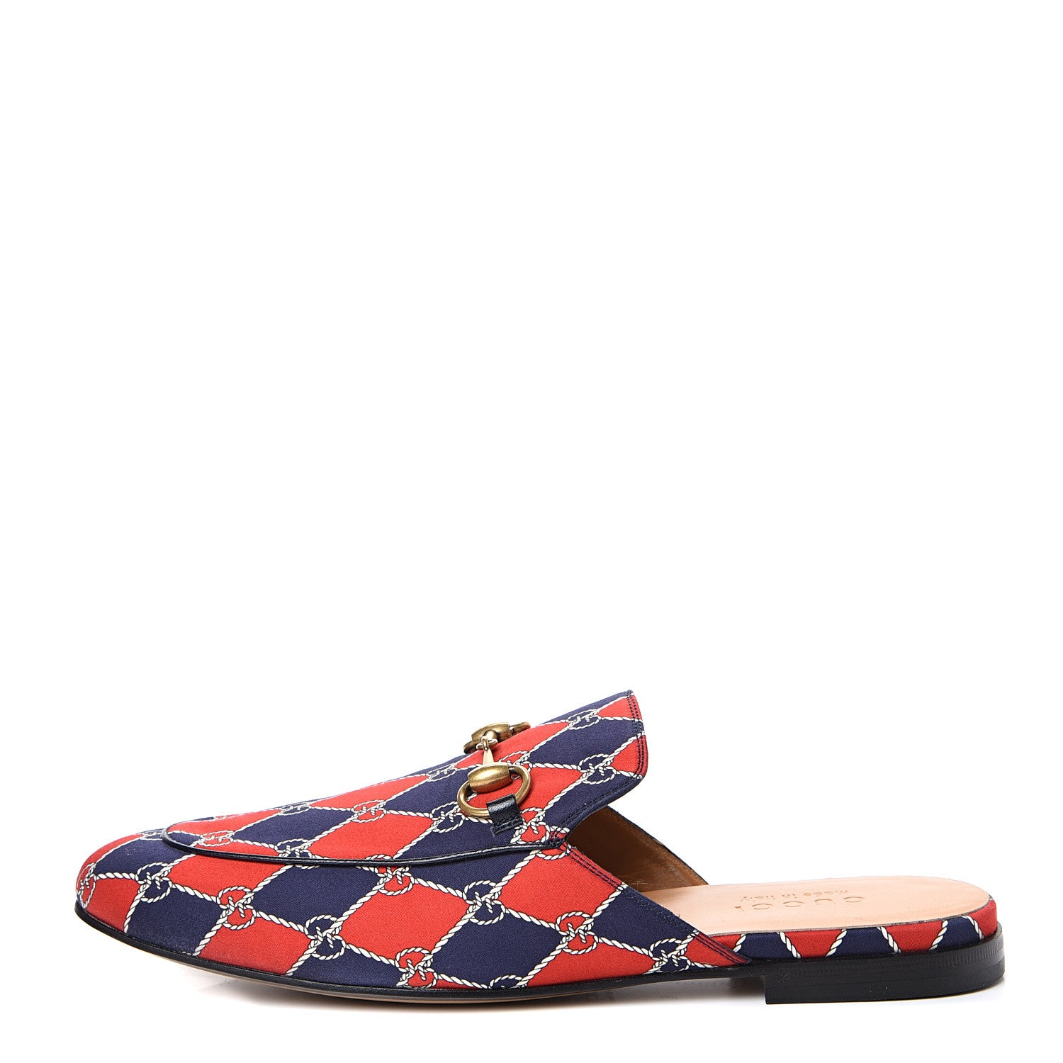 Gucci Mini GG Rhombus Chain Mens Princetown Slippers 8 Royal Bleuett Red 1 of 7