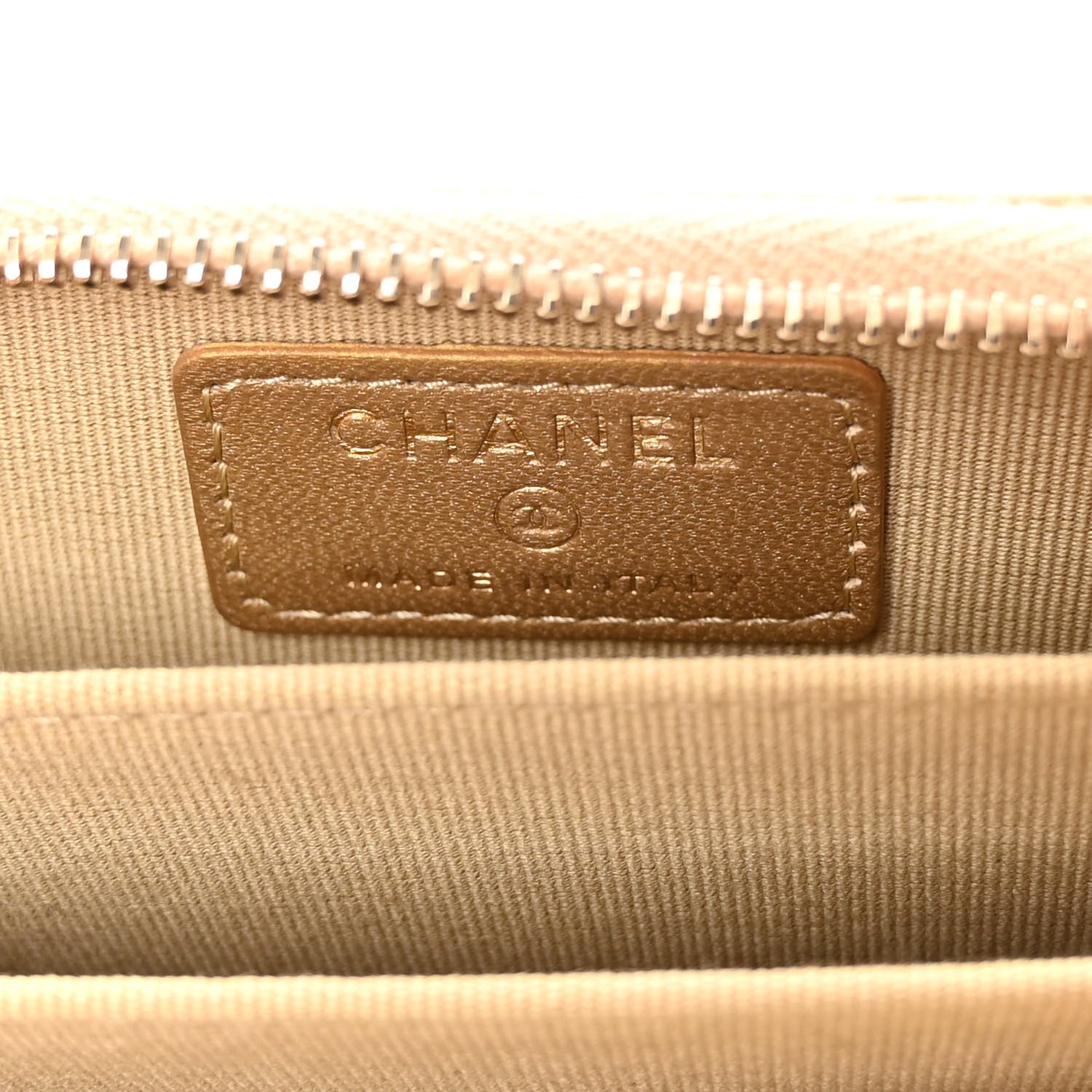 Chanel Lambskin Quilted CC Pearl Crush Zip Card Holder On Chain Beige 6 of 10
