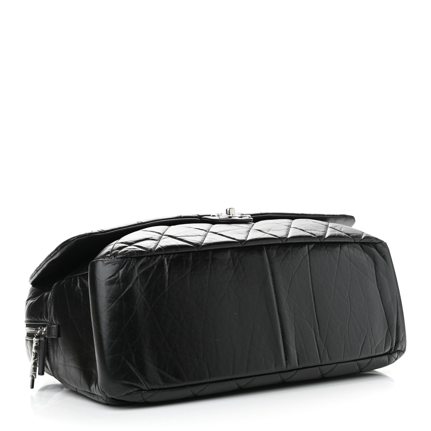 Chanel Aged Calfskin Quilted Large Express Bowling Bag Black 4 of 11