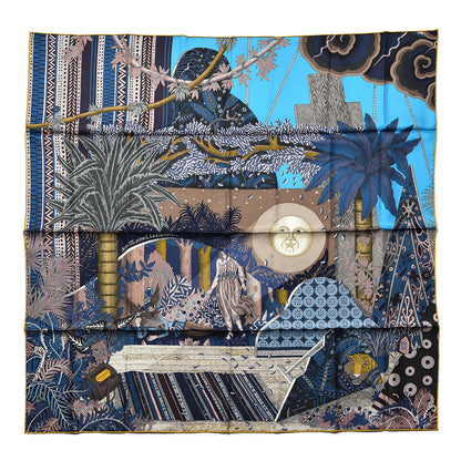 Hermes Silk Acte III Scene I La Clairiere Scarf 90 Turquoise Sepia 1 of 7