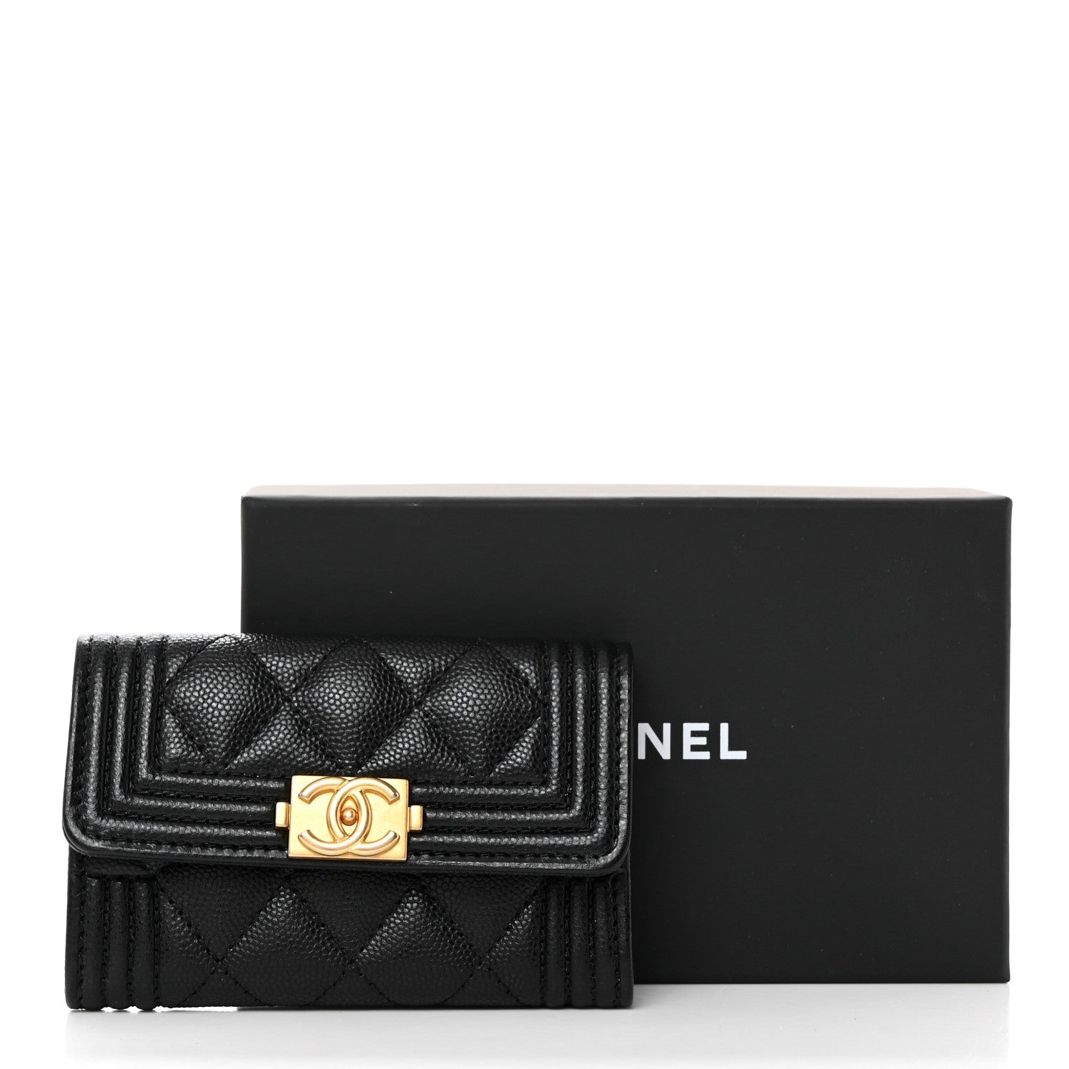 Chanel Caviar Quilted Boy Flap Card Holder Black 8 of 8