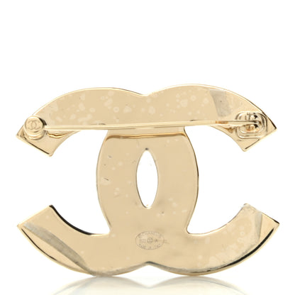Chanel Metal Enamel CC Brooch White Light Gold 3 of 4
