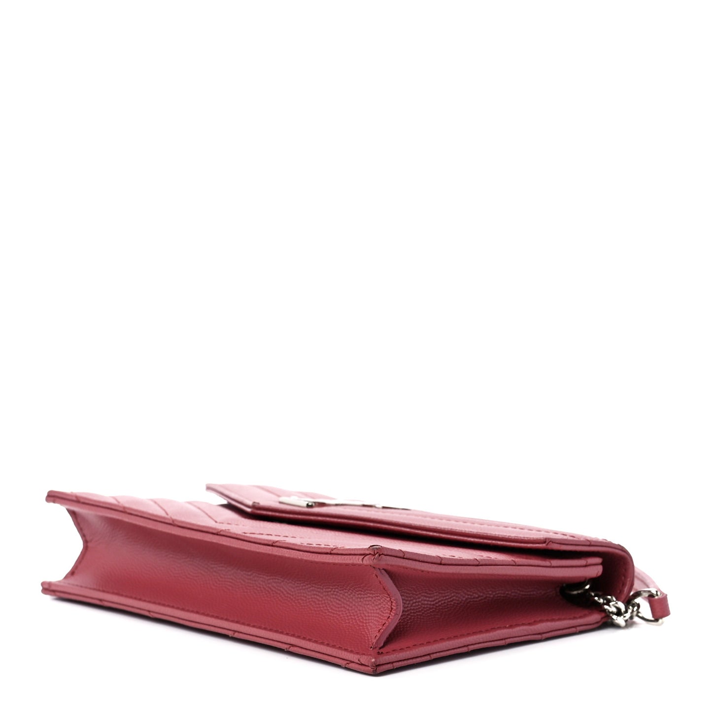 Grain De Poudre Matelasse Chevron Monogram Envelope Chain Wallet Blush Fonce