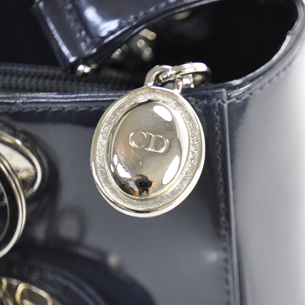 Patent Medium Lady Dior Navy Blue