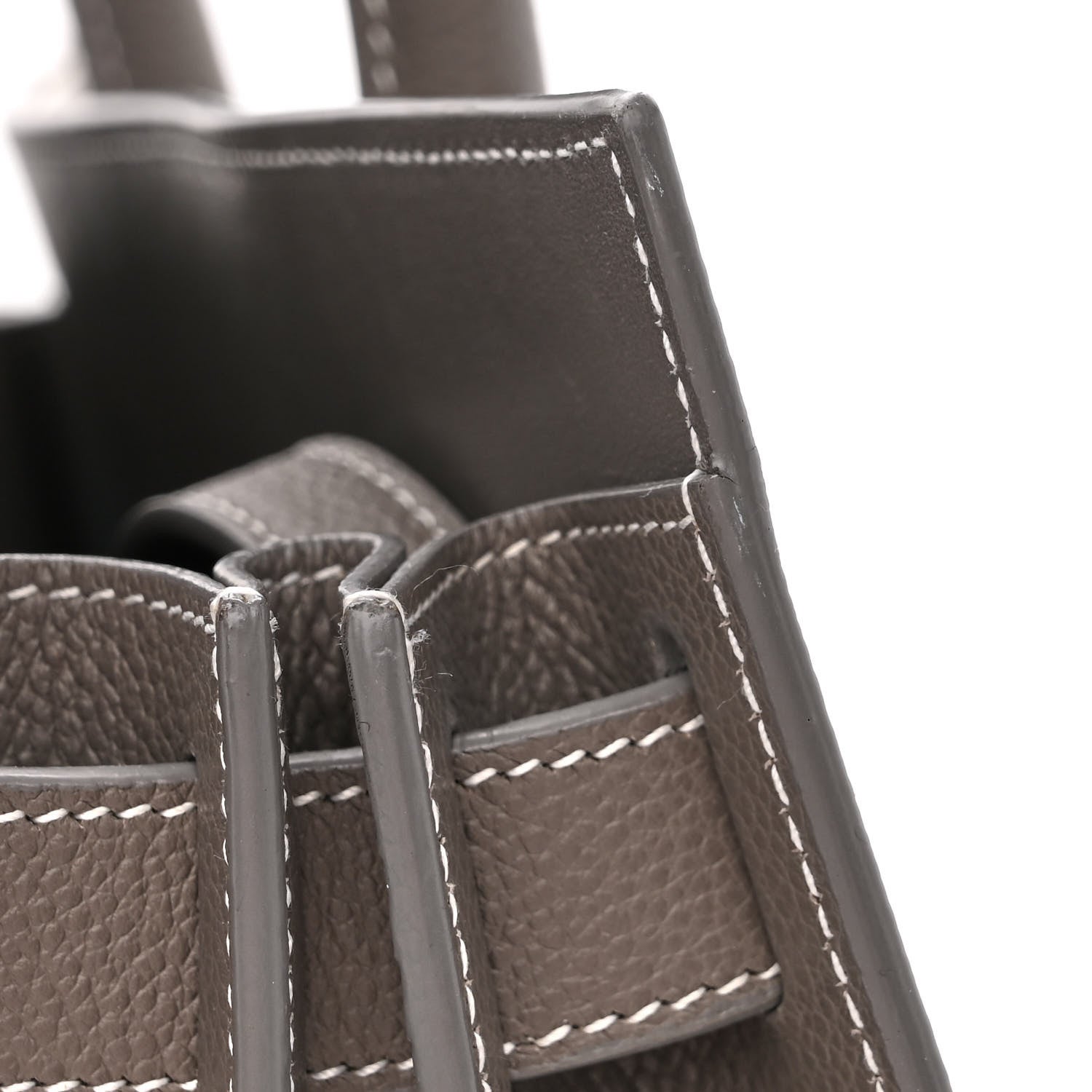 Saint Laurent Grained Calfskin Topstitch Small Sac De Jour Grey 10 of 13