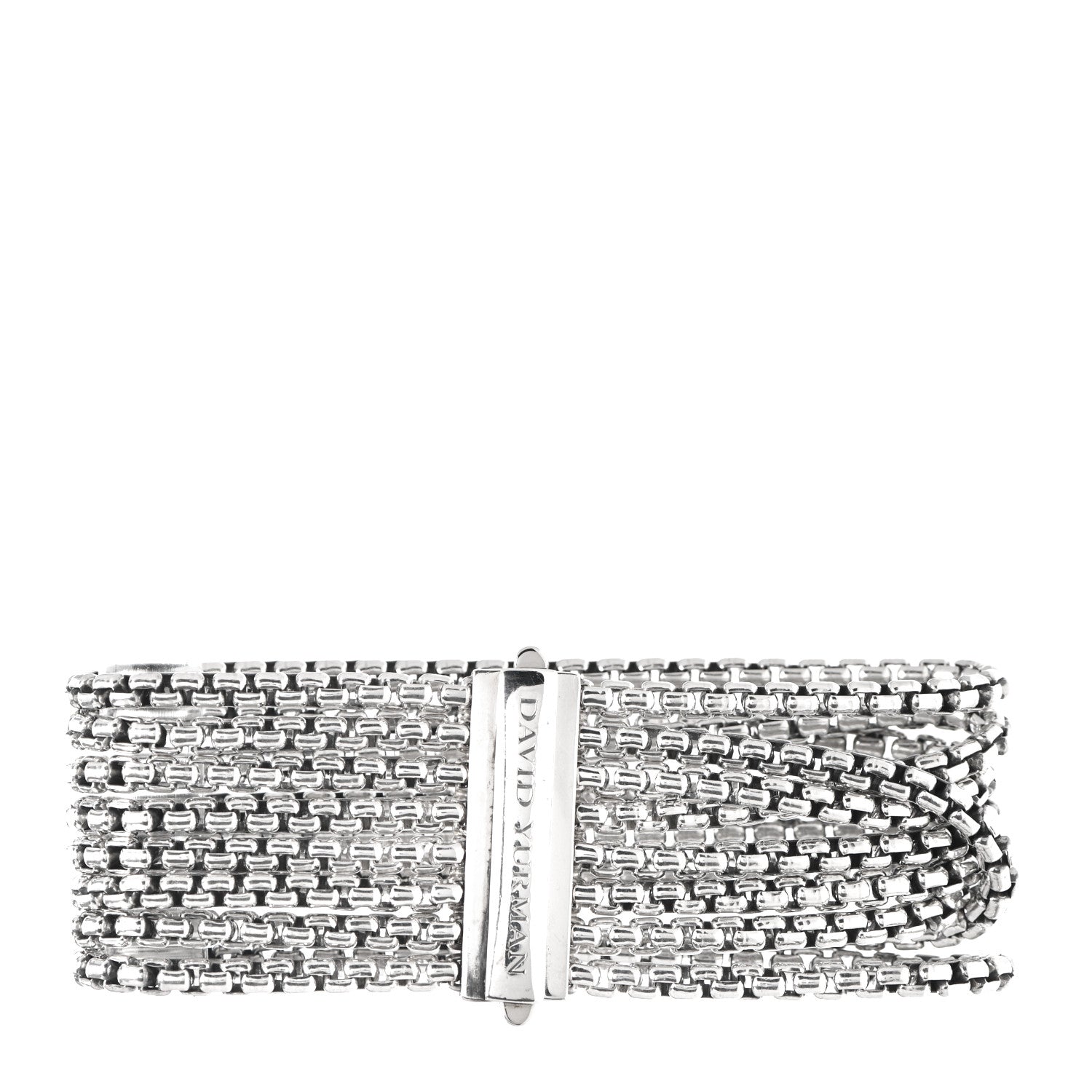 David Yurman Sterling Silver Eight-Row Box Chain Bracelet 3 of 5