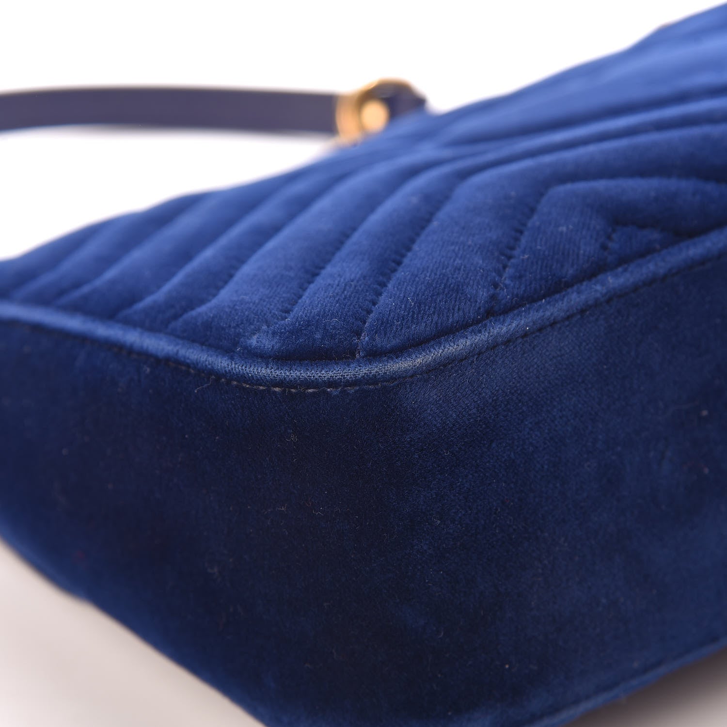 Gucci Velvet Matelasse Small GG Marmont Shoulder Bag Cobalt Blue 12 of 20
