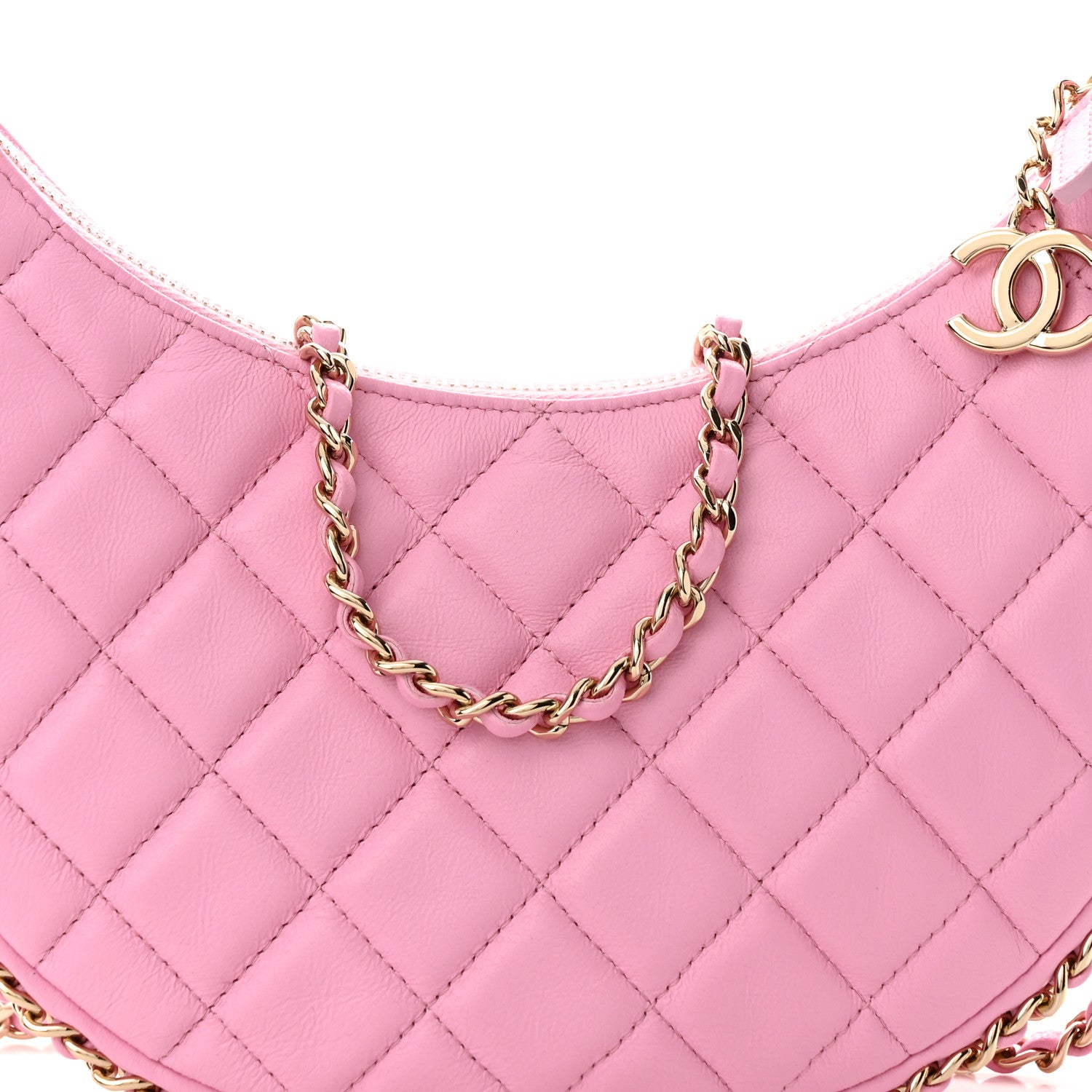 Chanel Lambskin Quilted Small Hobo Bag Pink 8 of 10