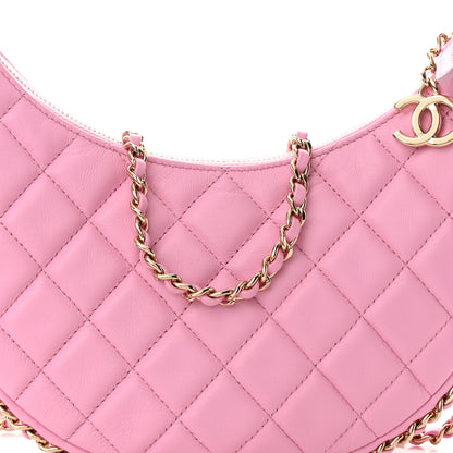 Chanel Lambskin Quilted Small Hobo Bag Pink 8 of 10