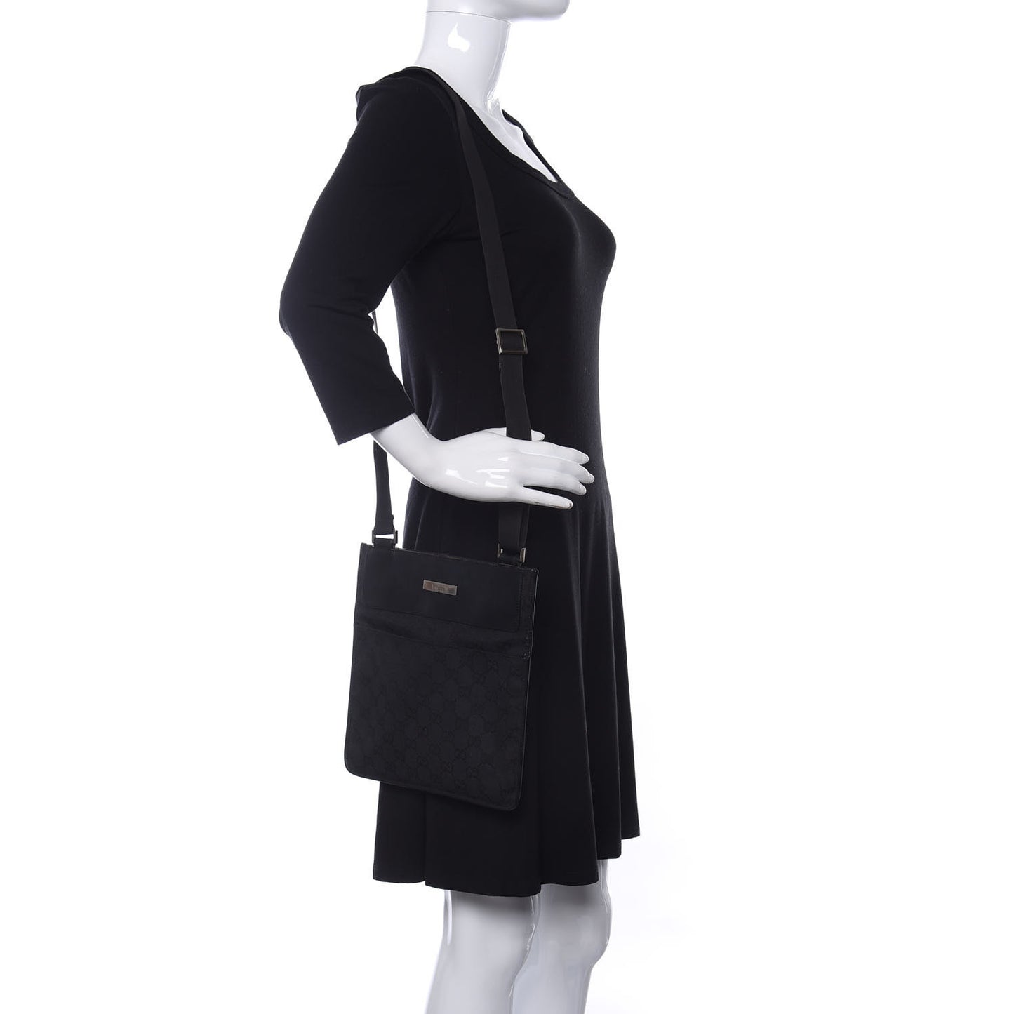 GG Monogram Messenger Crossbody Bag Black