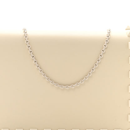Valentino Garavani Calfskin Lacquer Monochrome Rockstud Wallet On Chain Ivory 9 of 11