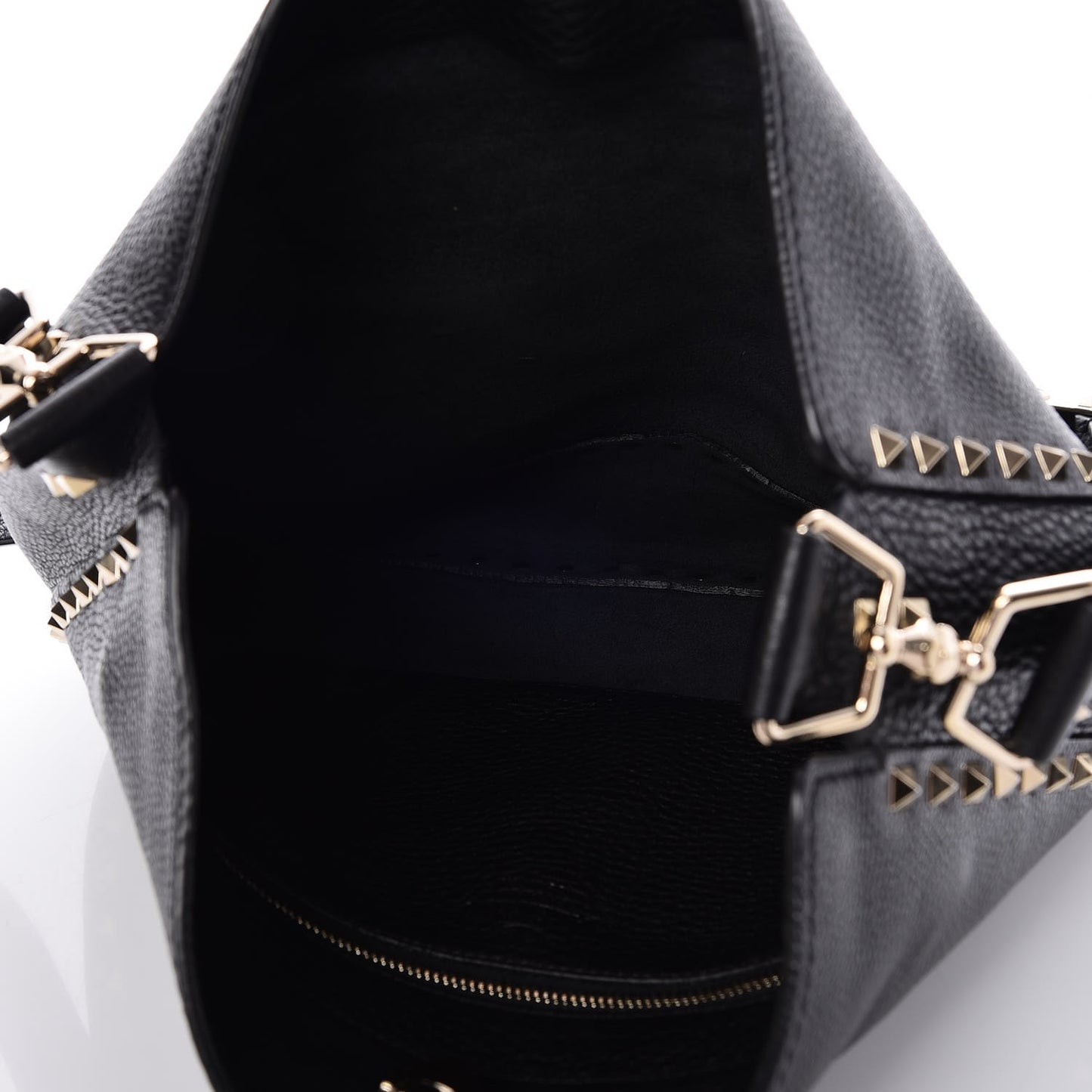 Pebbled Calfskin Large Rockstud Flip-Lock Messenger Bag Black