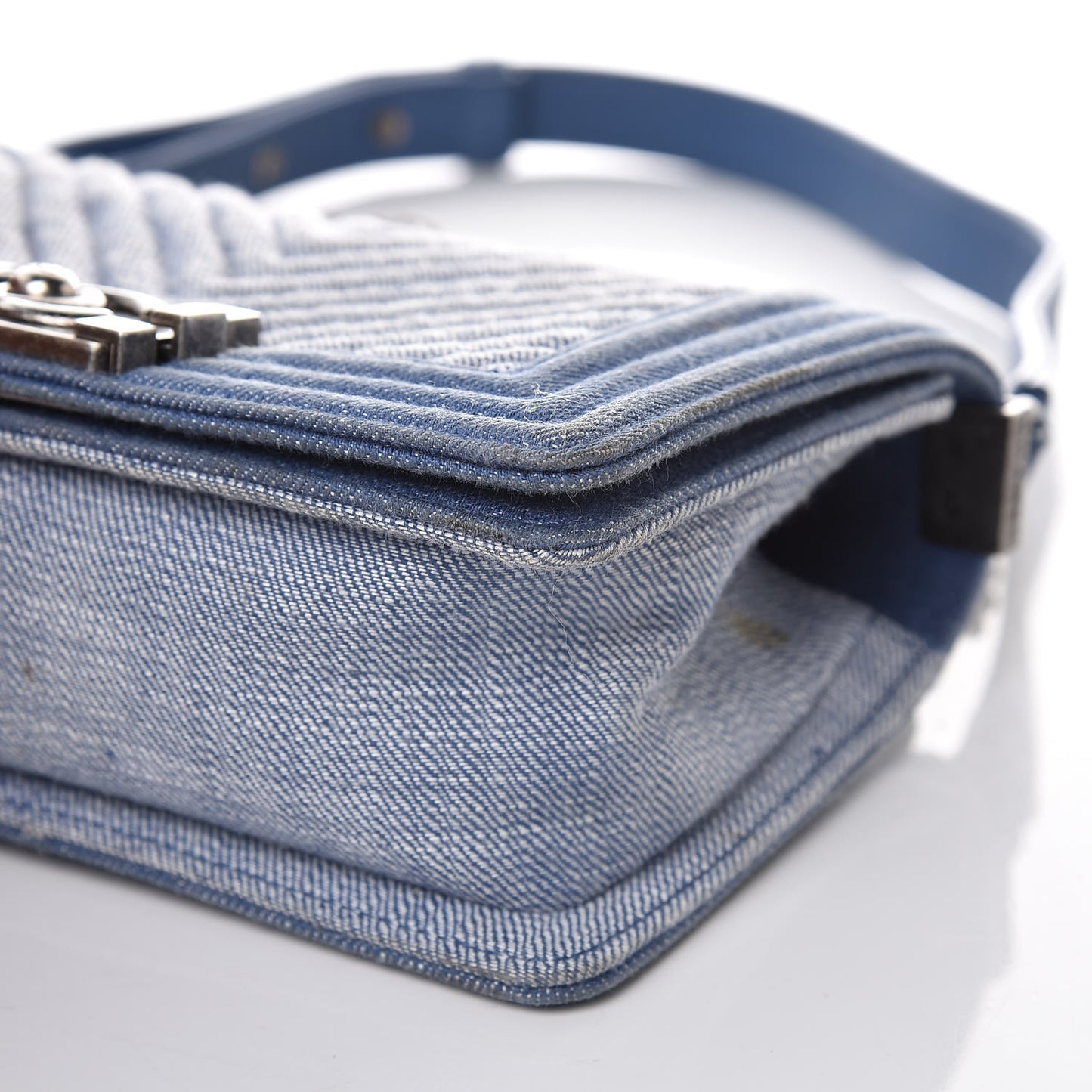 Denim Chevron Small Boy Flap Light Blue