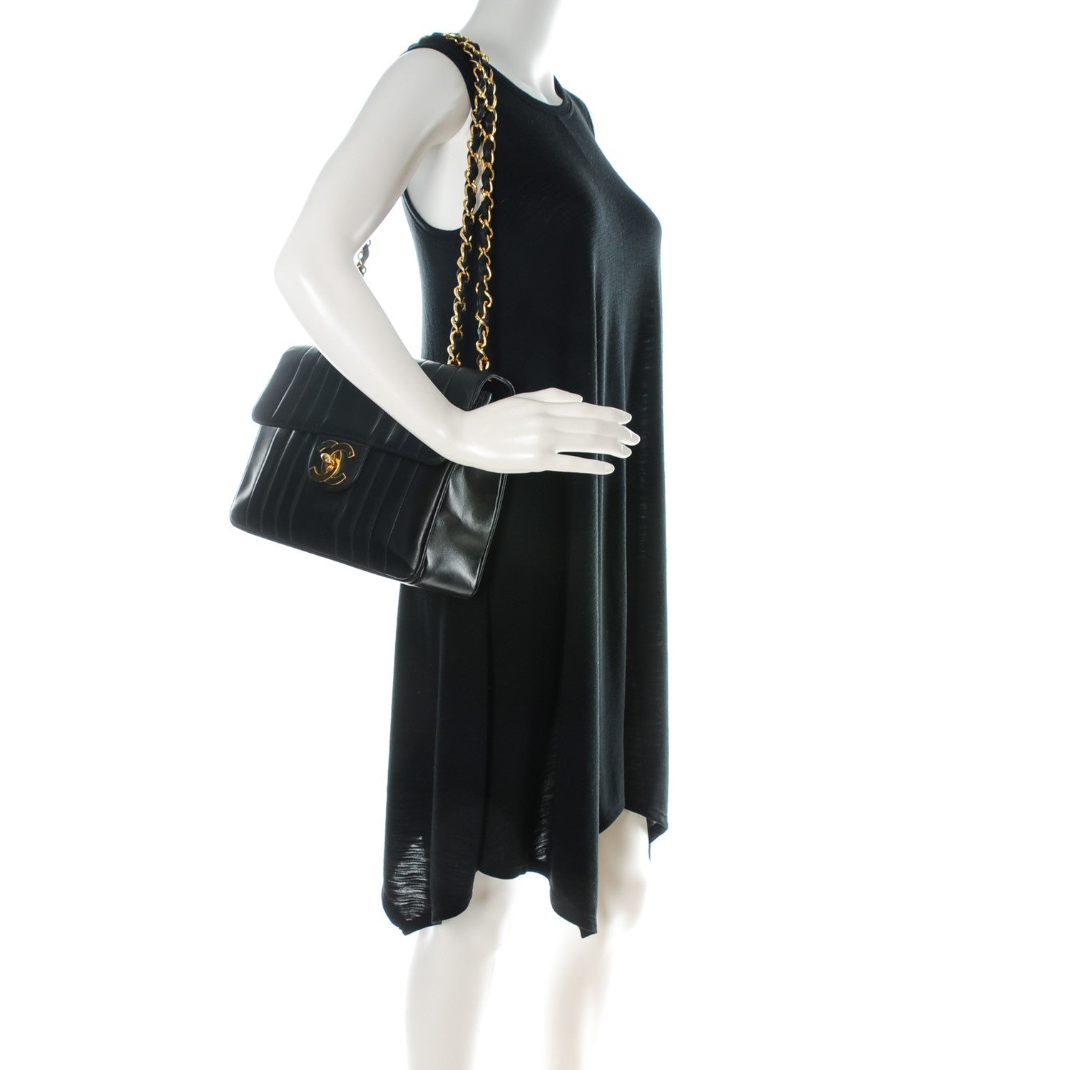 Chanel Lambskin Vertical Quilt Jumbo Flap Black 2 of 10