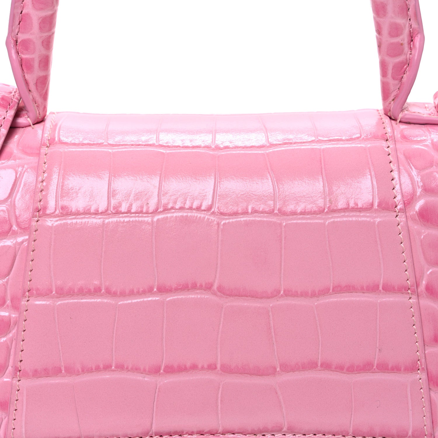 Balenciaga Shiny Calfskin Crocodile Embossed Small Hourglass Top Handle Bag Candy Pink 8 of 13