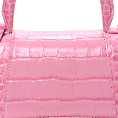 Balenciaga Shiny Calfskin Crocodile Embossed Small Hourglass Top Handle Bag Candy Pink 8 of 13
