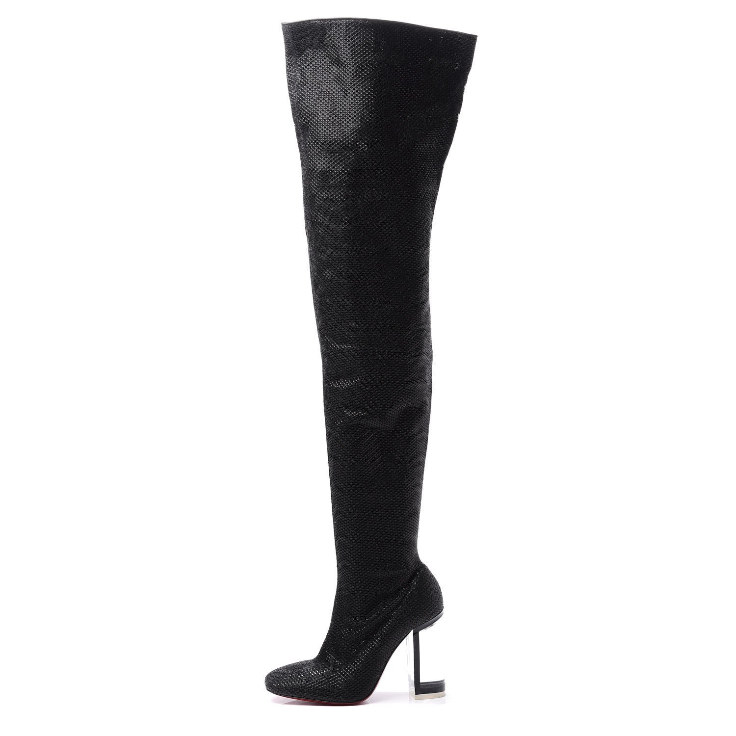 Christian Louboutin Glitter Diams New Gloria 100 Thigh High Boots 37 Black 1 of 8