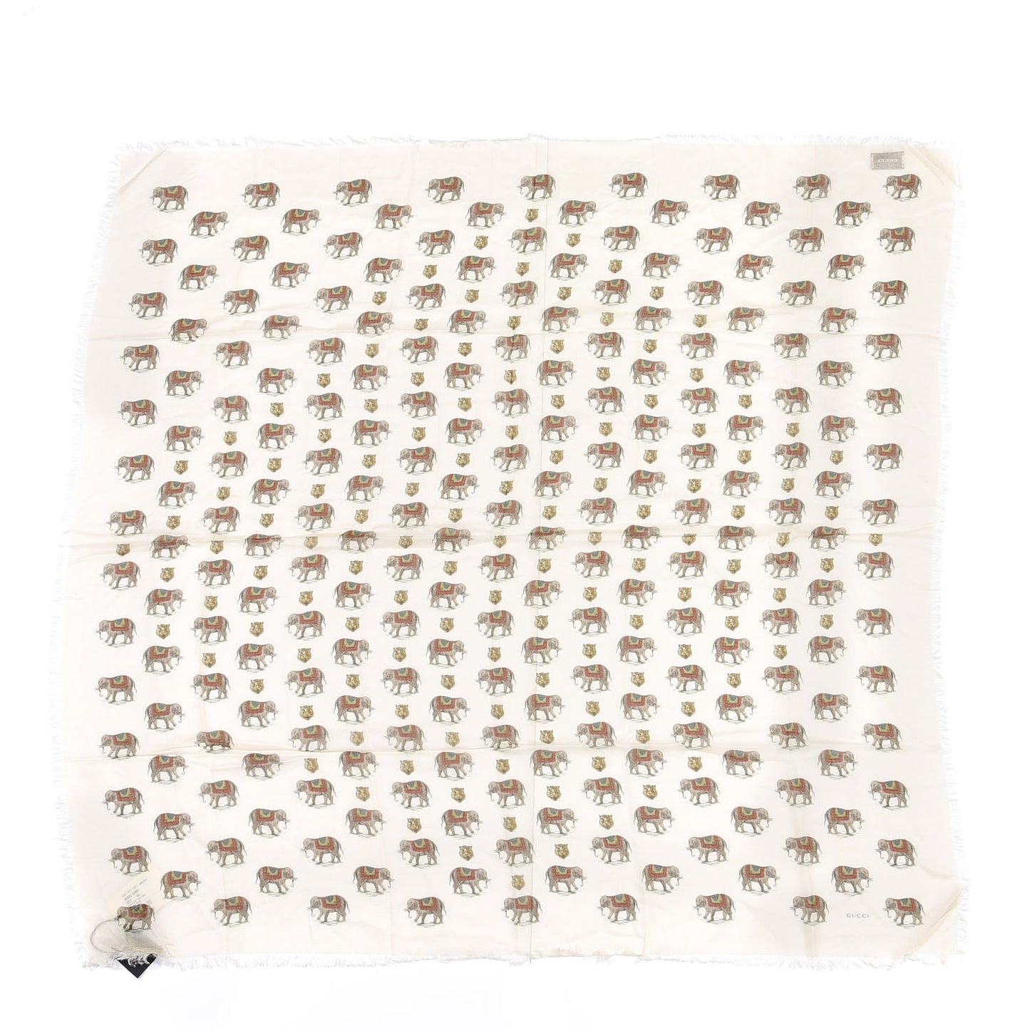 Modal Silk Elephant Print Scarf Ivory