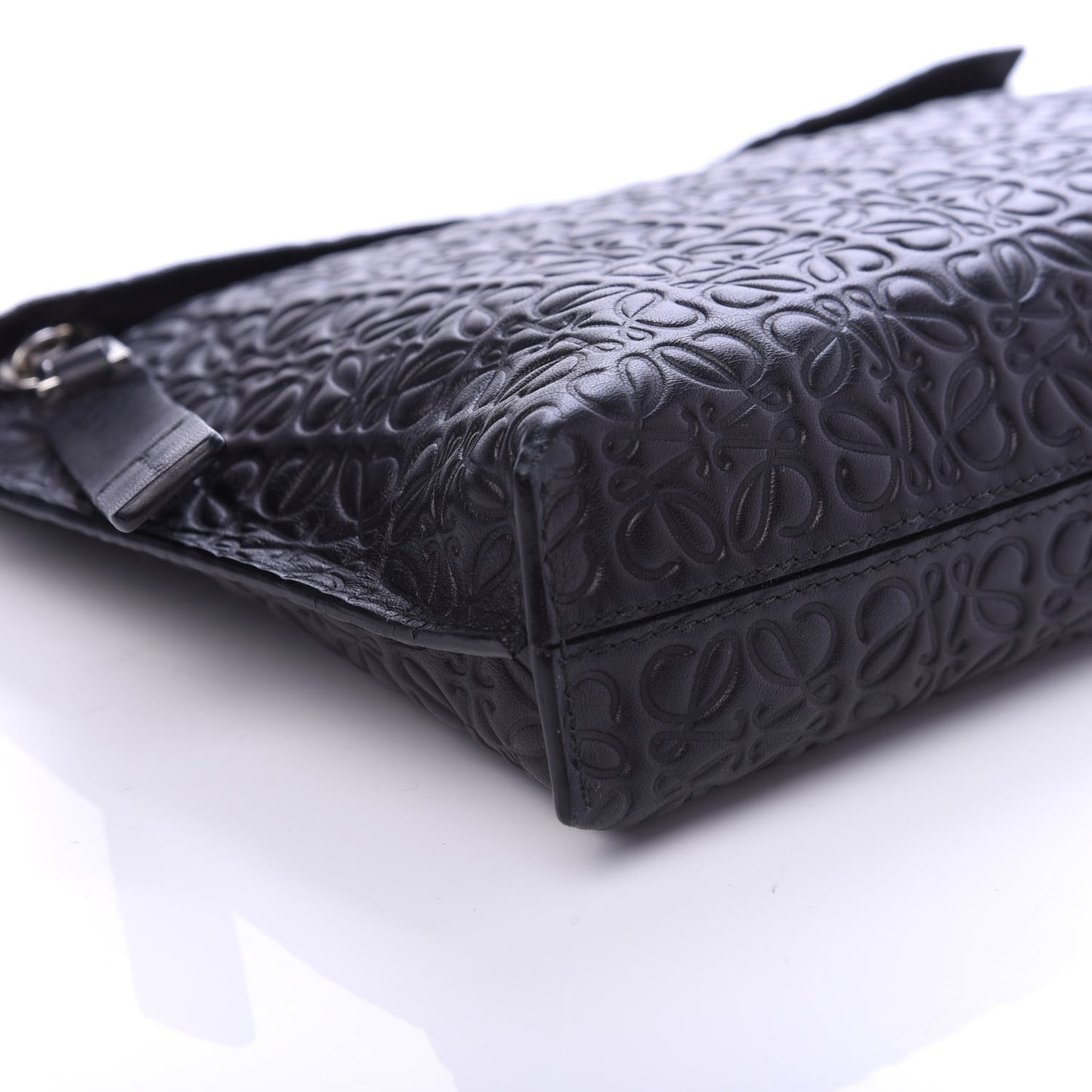 Calfskin Embossed Medium Repeat T Pouch Black