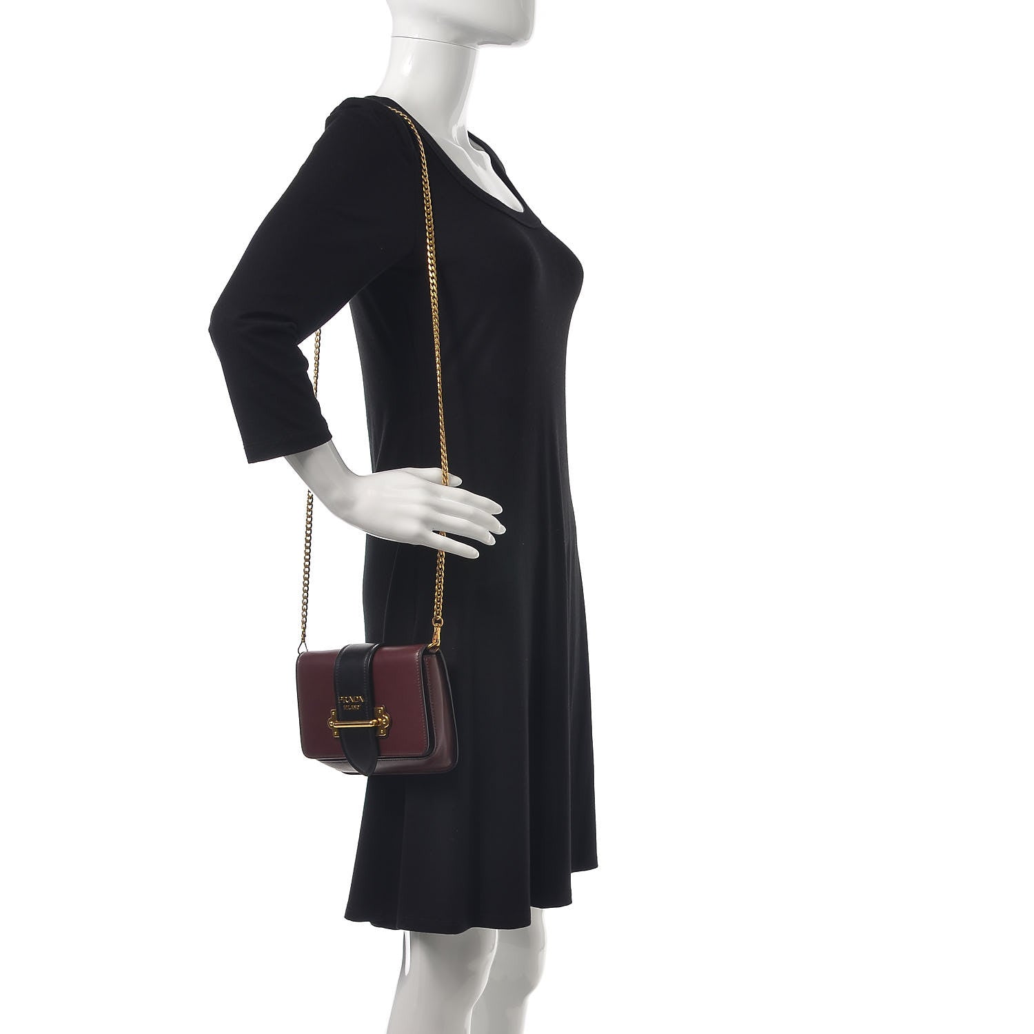 Prada City Calf Cahier Belt Bag Granato Black 3 of 7