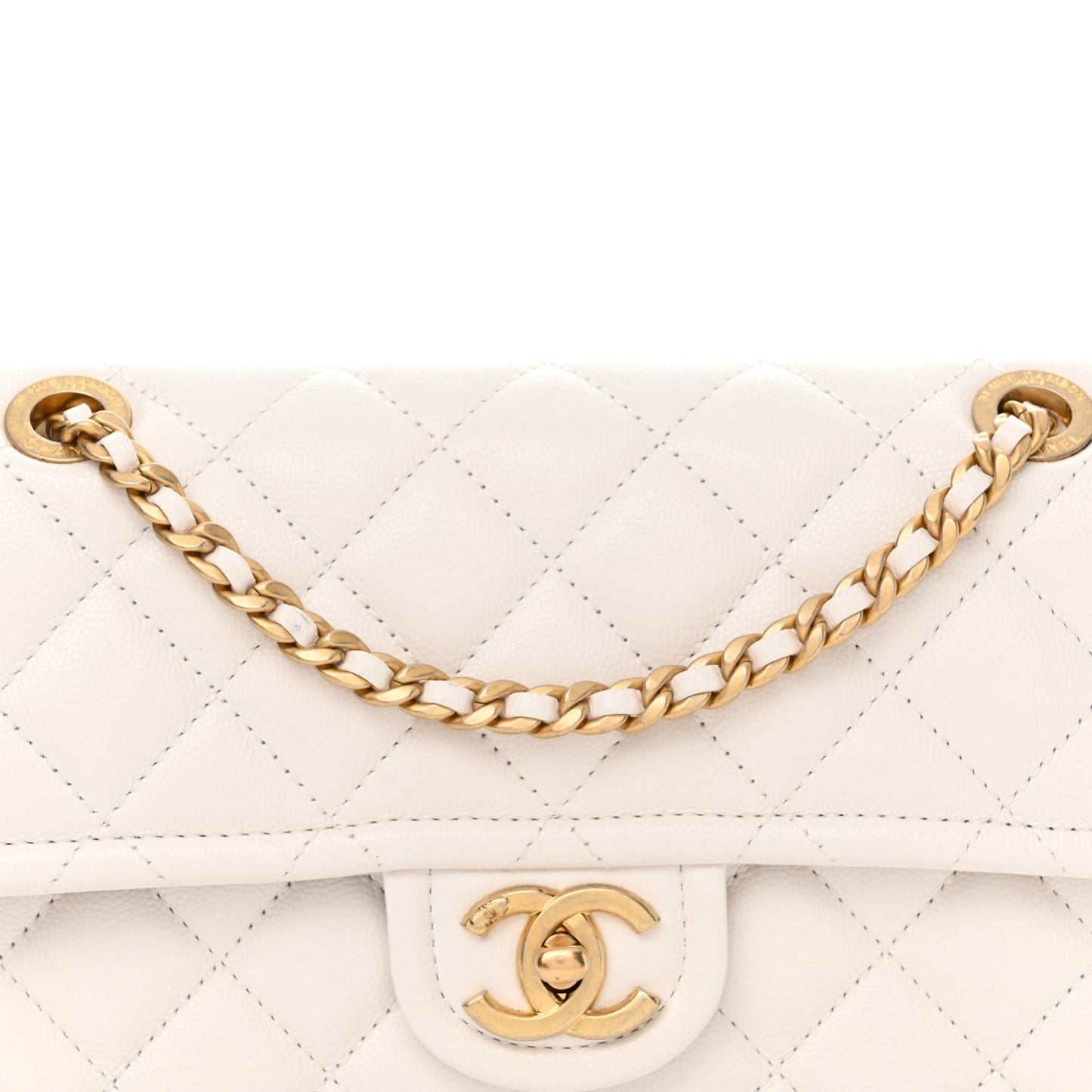 Caviar Quilted Medium Sweet Classic Flap White