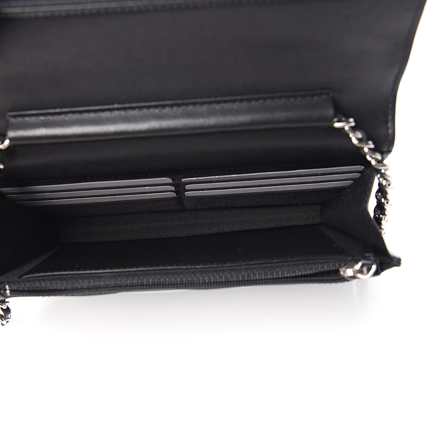 Sheepskin Chevron Wallet On Chain WOC Black