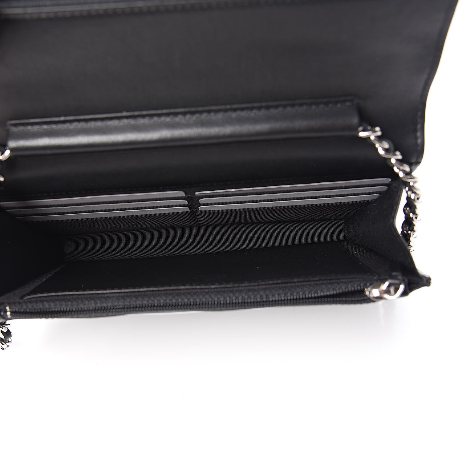 Chanel Sheepskin Chevron Wallet On Chain WOC Black 5 of 11