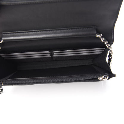 Chanel Sheepskin Chevron Wallet On Chain WOC Black 5 of 11