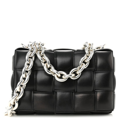 Bottega Veneta Lambskin Maxi Intreccio Padded Chain Cassette Crossbody Bag Black 1 of 9