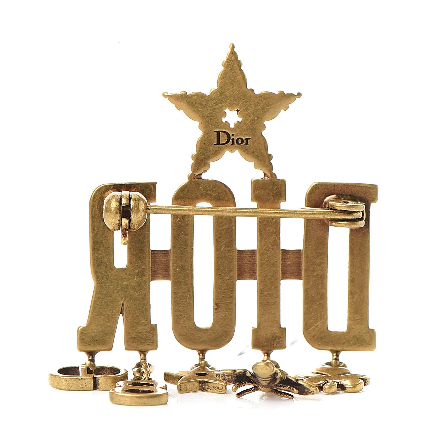 Metal Crystal Dio(r)evolution Logo Brooch Antique Gold