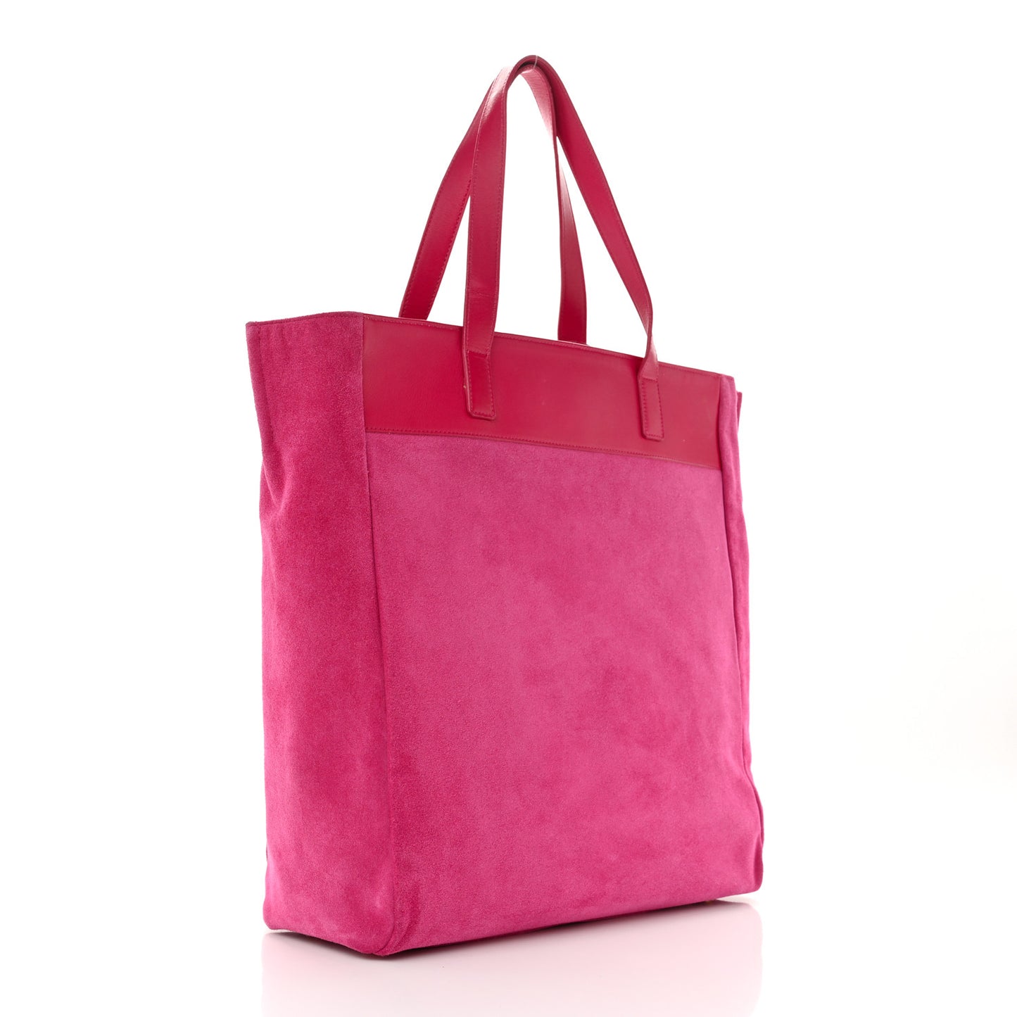 Calfskin Suede Reversible East West Shopping Tote Pink